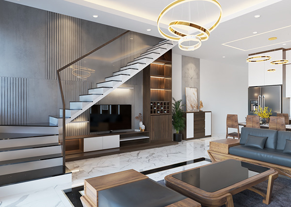 3 mẫu thiết kế không gian phòng khách nhà ống 4m đẹp và ấn tượng – Kính  cường lực Hải Nam