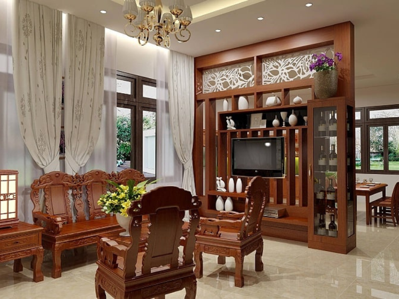 phòng khách liền bếp 40m2