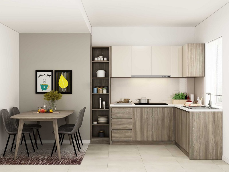 kích thước tủ bếp chữ L